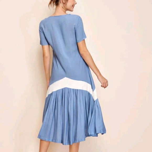 NEW Color Block Long Smock Dress - Picture 3 of 7